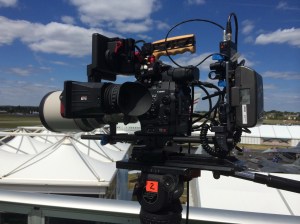 Art Aldrich and his Canon C300 sporting a Canon 400mm prime at the Farnsborough Air Show.